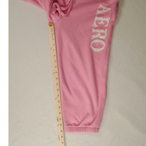 Aeropostale Pink Cropped Sweatpants Drawstring Logo Casual Athleisure Women's M - Picture 8 of 9